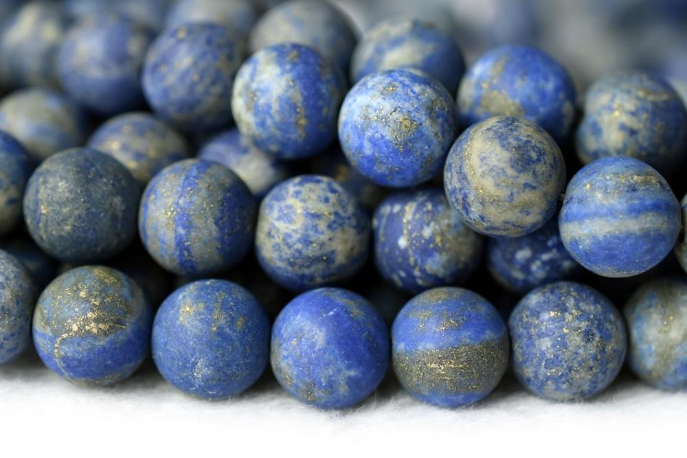 15" 10mm AB Natural genuine matte Lapis lazuli stone round beads