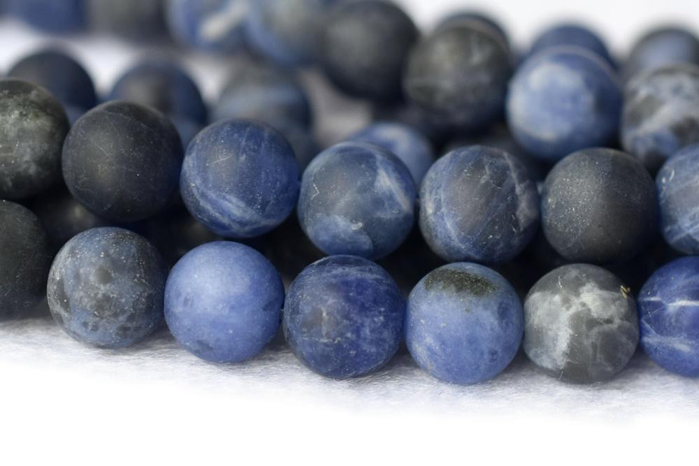 15.5" 10mm natural matte/frosted blue sodalite semi precious stone round beads