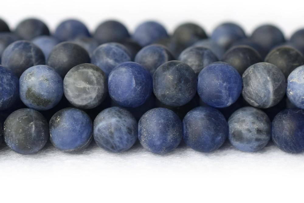 15.5" 8mm natural matte/frosted blue sodalite semi precious stone round beads
