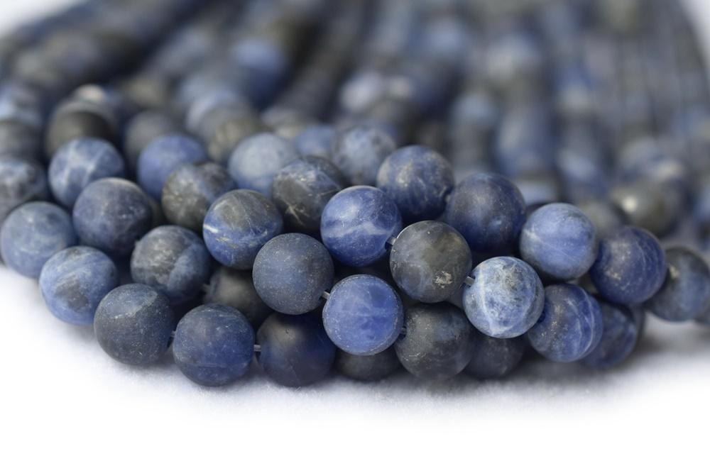15.5" 4mm natural matte/frosted blue sodalite semi precious stone round beads