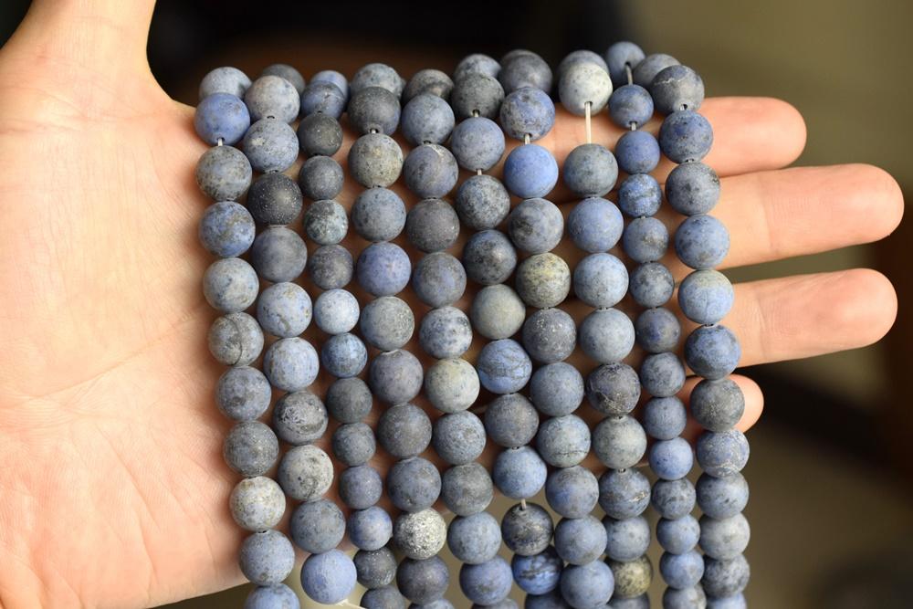 15.5" 8mm Natural blue Dumortierite stone matte round beads