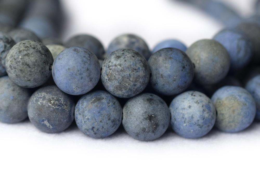 15.5" 10mm Natural blue Dumortierite stone matte round beads