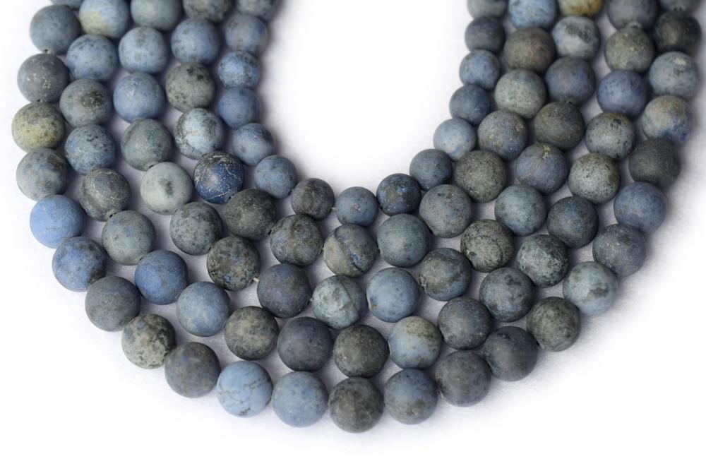 15.5" 4mm/6mm Natural blue Dumortierite stone matte round beads