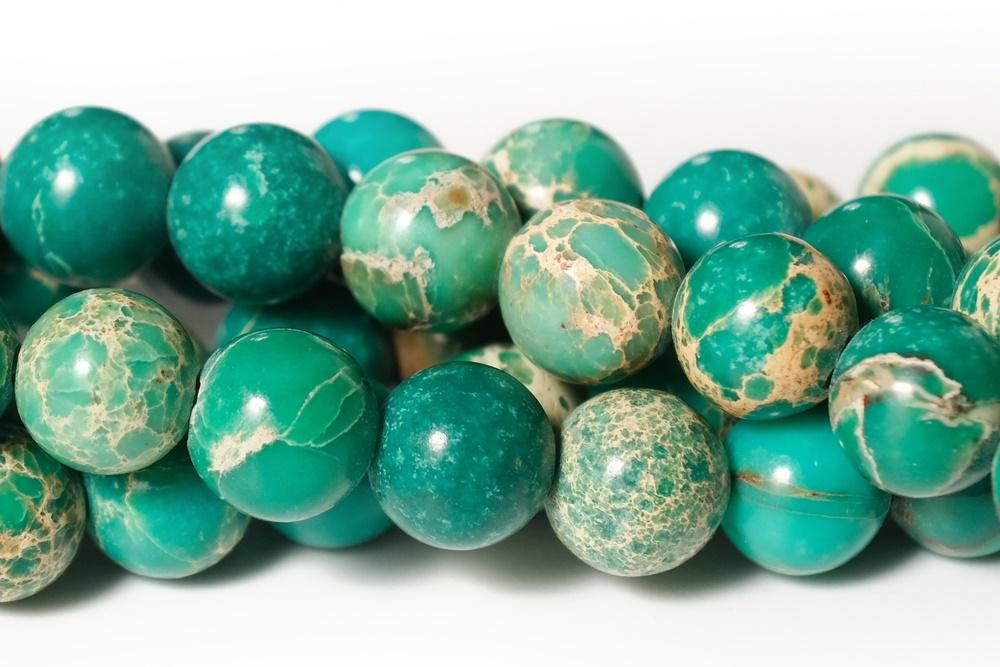 15.5" 8mm green Sea Sediment round beads,emperor jasper, Aqua Terra Jasper