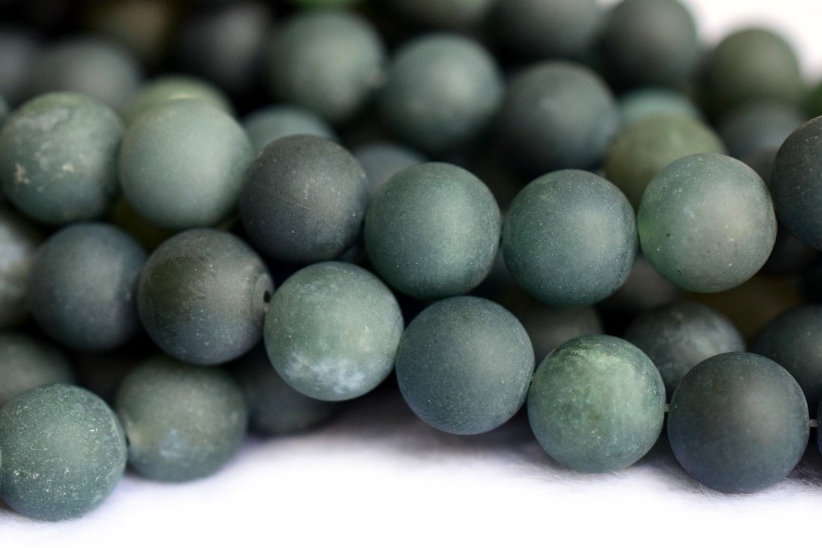 15.5" natural 8mm matte green moss Agate Round Gemstone beads