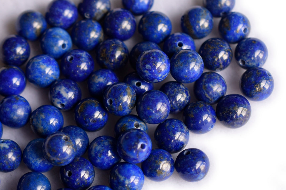 10pcs 10mm natural genuine Lapis lazuli stone round beads half hole drilled