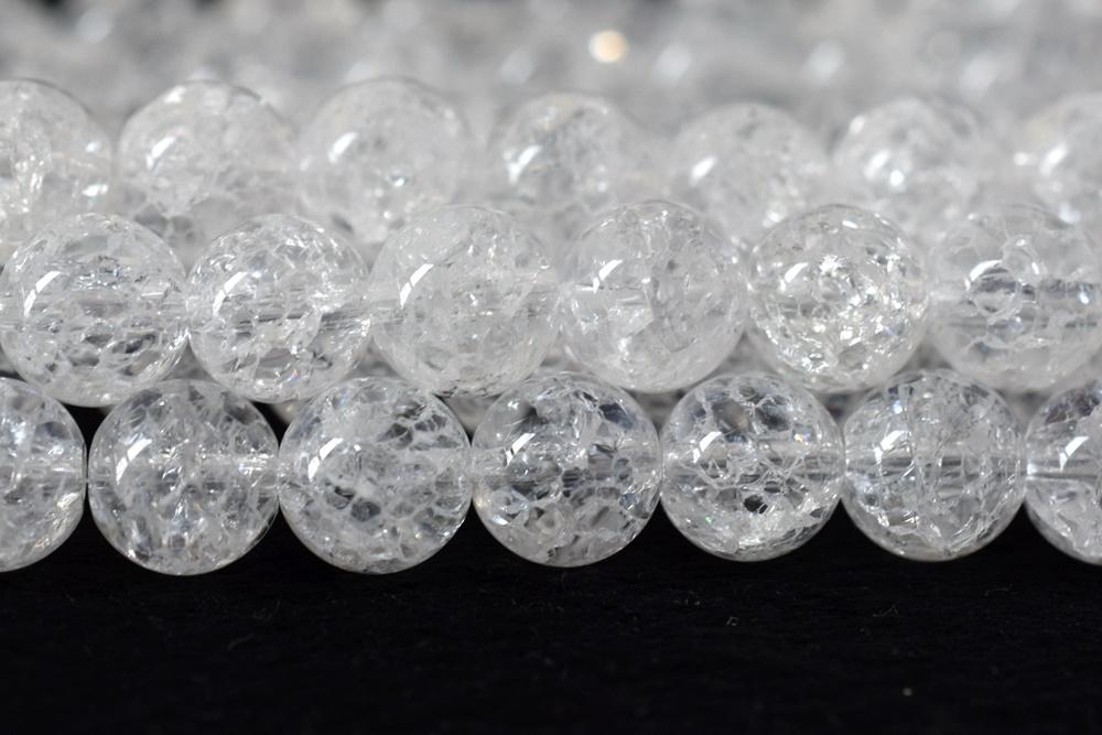 15.5" 12mm Natural cracked rock Quartz crystal round beads