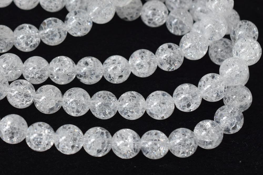 15.5" 12mm Natural cracked rock Quartz crystal round beads