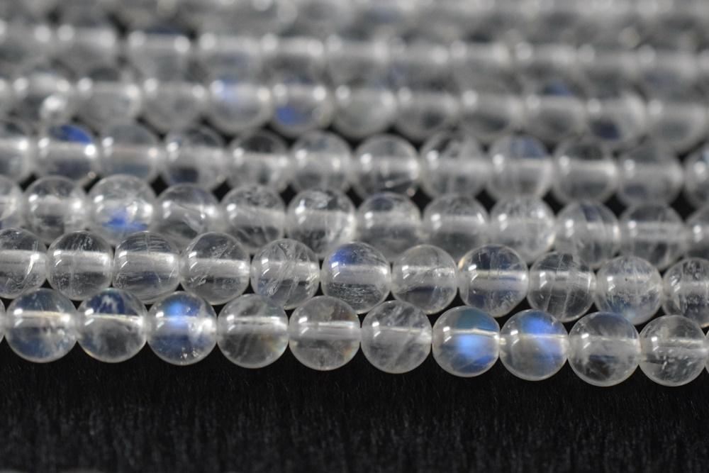15.5" 4mm AA White blue Rainbow Moonstone round beads, moonstone with blue shinning