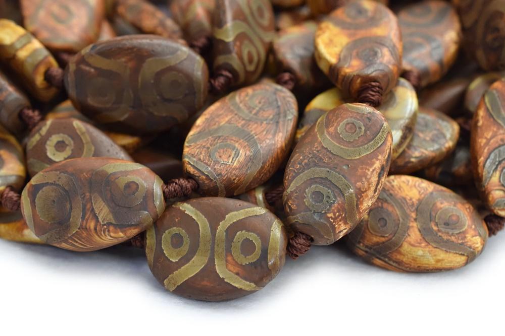 14" 20x30mm Antique brown Bulk tibetan Dzi agate twisted oval beads