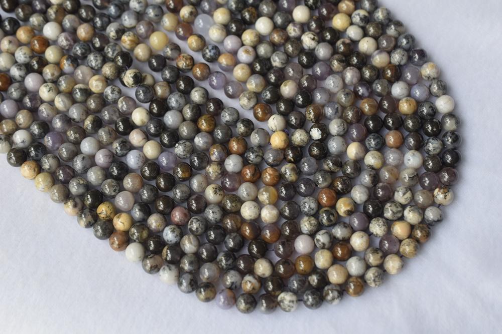 15.5" 8mm Amethyst Sage Dendritic Agate purple Moss Opal round beads