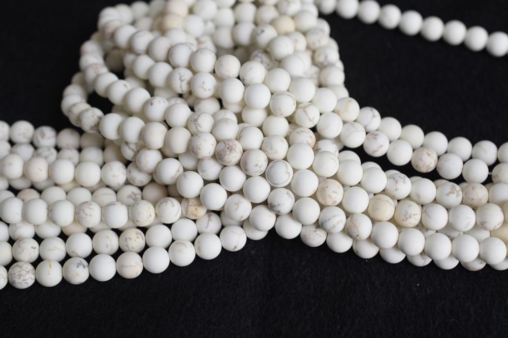 15.5" 8/10/12mm Natural Cream White howlite stone Matte round beads