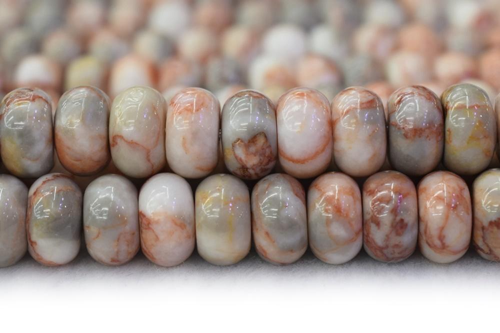 15.5" 6x10mm Natural Redline Marble Stone rondelle beads, roundel beads
