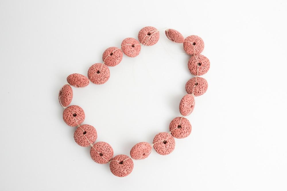 15" 20mm/26mm Red Lava Donut Gemstone beads pendant