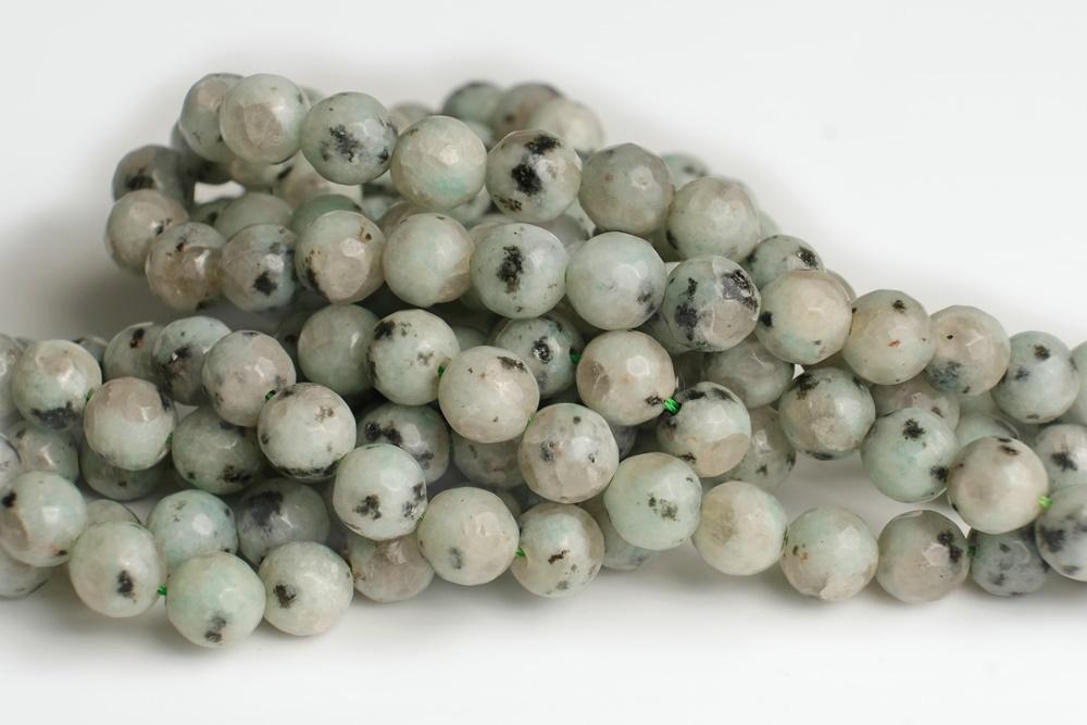 15" Sesame jasper 6mm/8mm/10mm/12mm round faceted beads, Kiwi jasper
