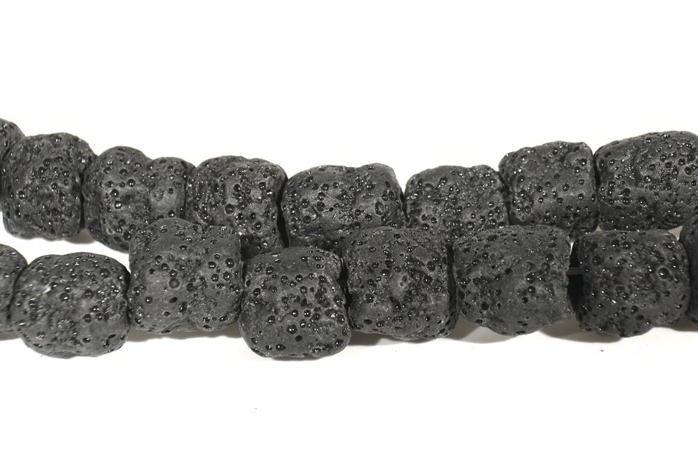 15.5" 12x14mm black Lava Tube Gemstone beads