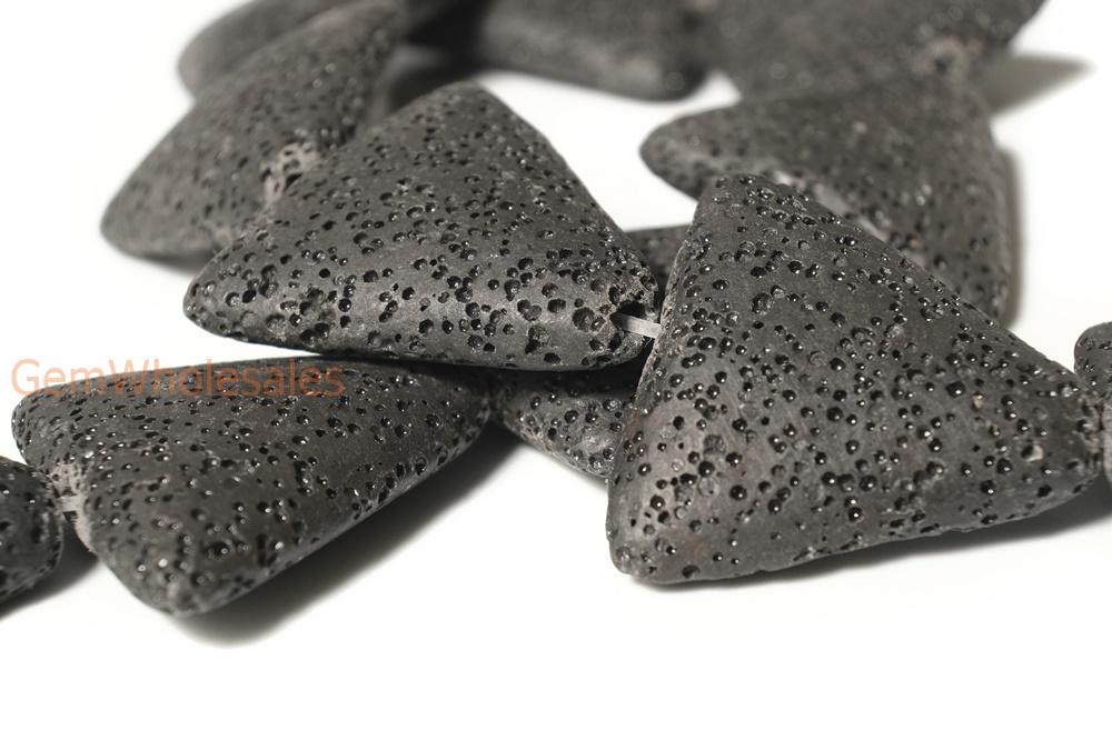 15.5" 28x28mm black color Lava stone triangle beads/pendant