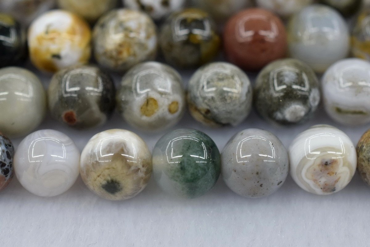15.5" 8mm/10mm/12mm natural green ocean jasper Agate round beads
