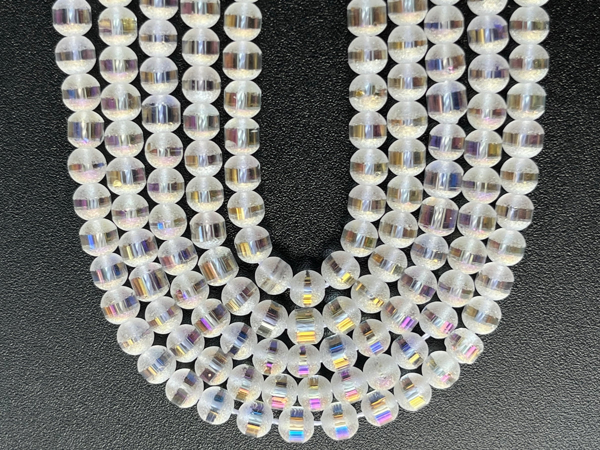 15.5" 4mm Druzy AB color glass round beads with a line