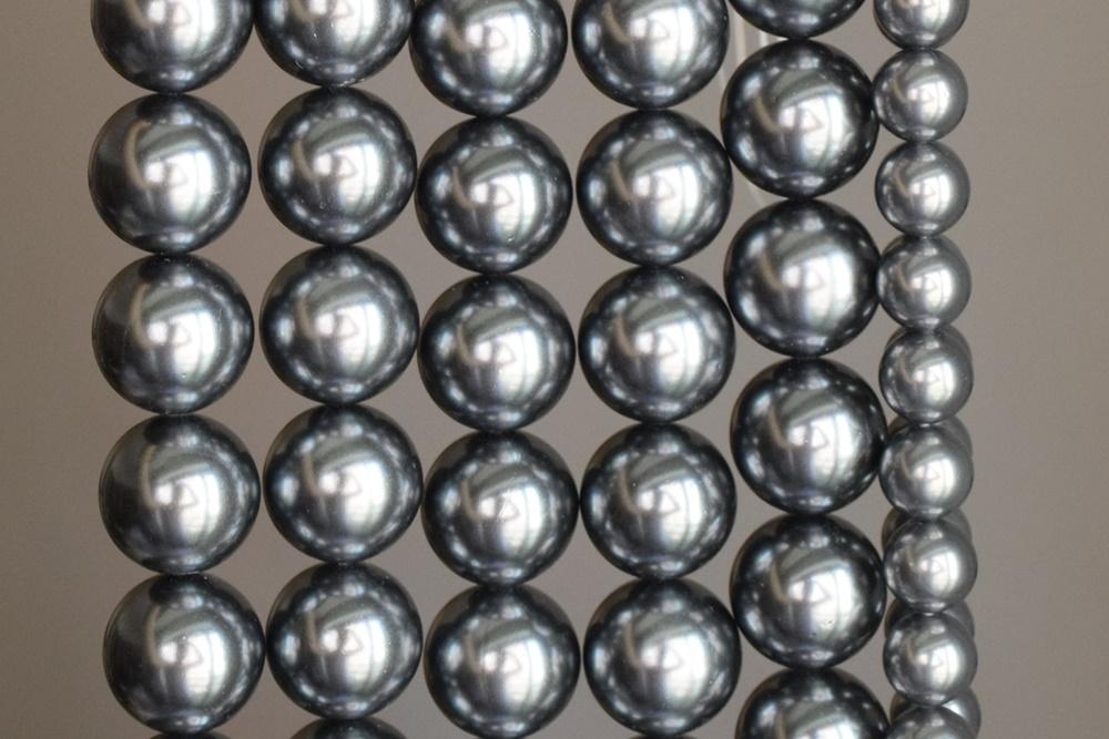 15.5" 8mm/10mm Dark grey Shell pearl round beads