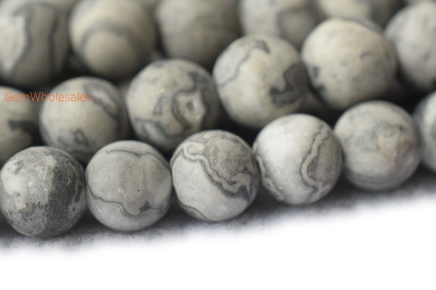 Grey map stone - Round- beads supplier
