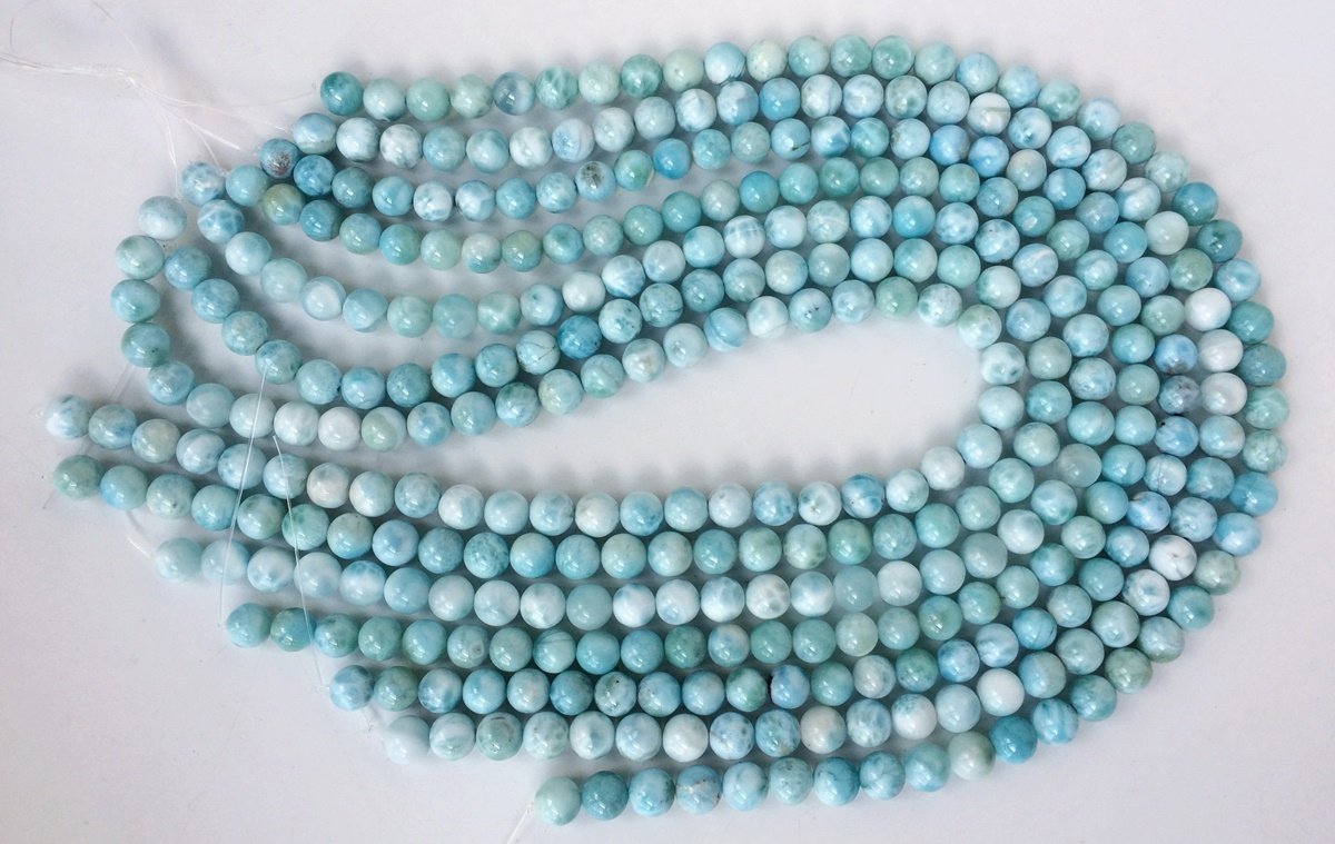15.5" 8mm A Natural genuine larimar round gemstone jewelry beads