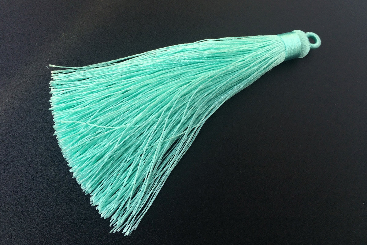 2PCS 10cm Light greenish blue Handmade silky Thread Tassels