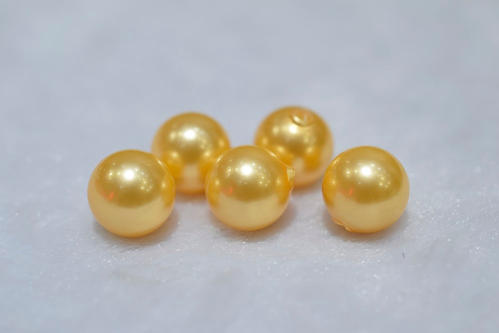 20PCS Half hole 8mm/10mm gold color Shell pearl round beads ,shell core pearl,TYH6