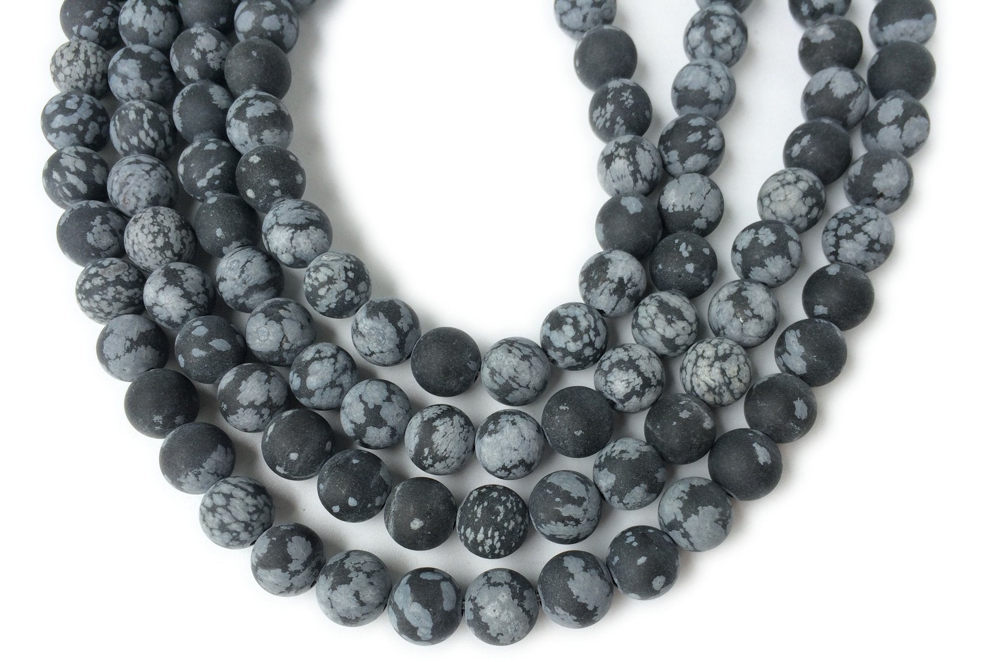 15.5" 6mm/8mm/10mm/12mm Matte/frosted Natural Snowflake Obsidian round beads