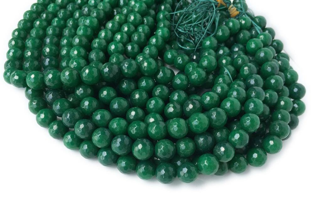 15" 8mm/10mm Dark bluish green Malaysian jade Round faceted beads
