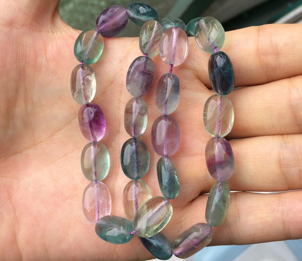 15.5" 10x14mm Rainbow fluorite oval beads, semi precious stone beads