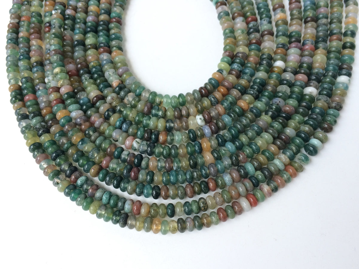 15.5" 2x4mm Natural Indian agate rondelle beads