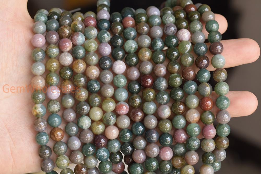 15.5" natural 4mm/6mm/8mm/10mm/12mm/14mm green Indian agate Round beads Gemstone