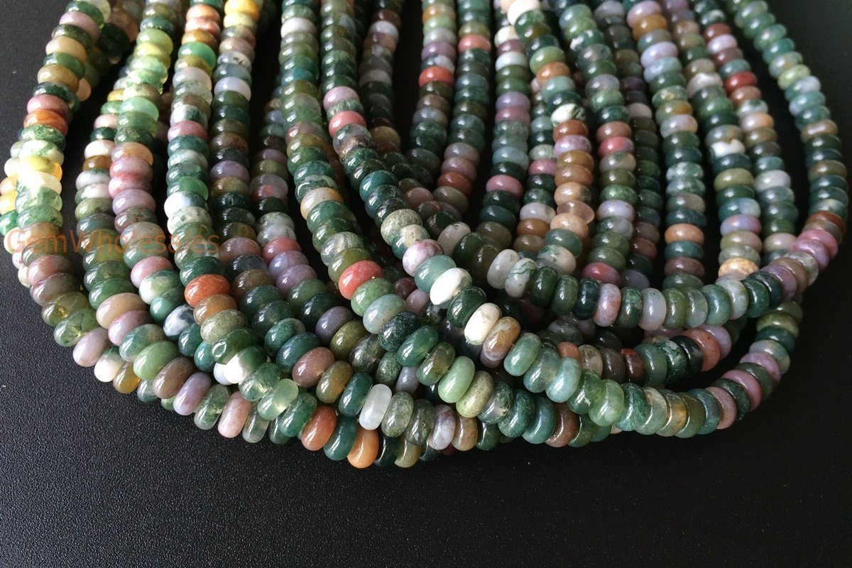 15" Natural Indian agate 3x6mm rondelle beads.