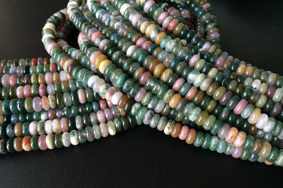 15" Natural Indian agate 3x6mm rondelle beads.