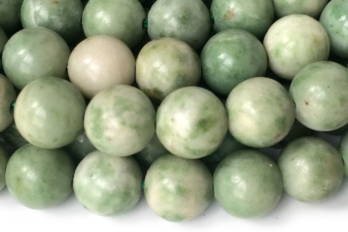 15" 8mm natural green Dushan jade Round beads