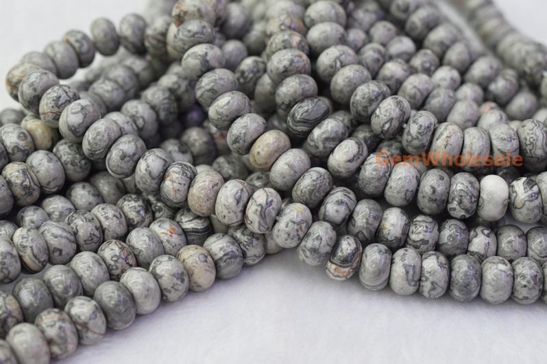 Grey map stone - Rondelle- beads supplier