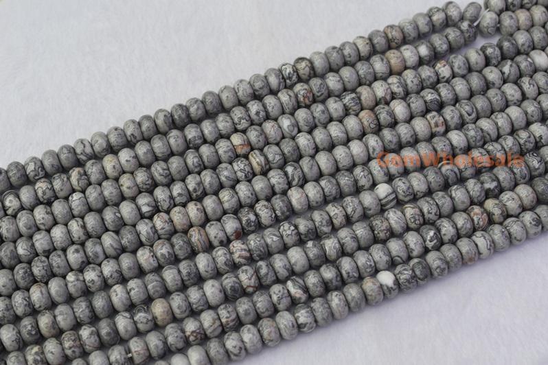 Grey map stone - Rondelle- beads supplier