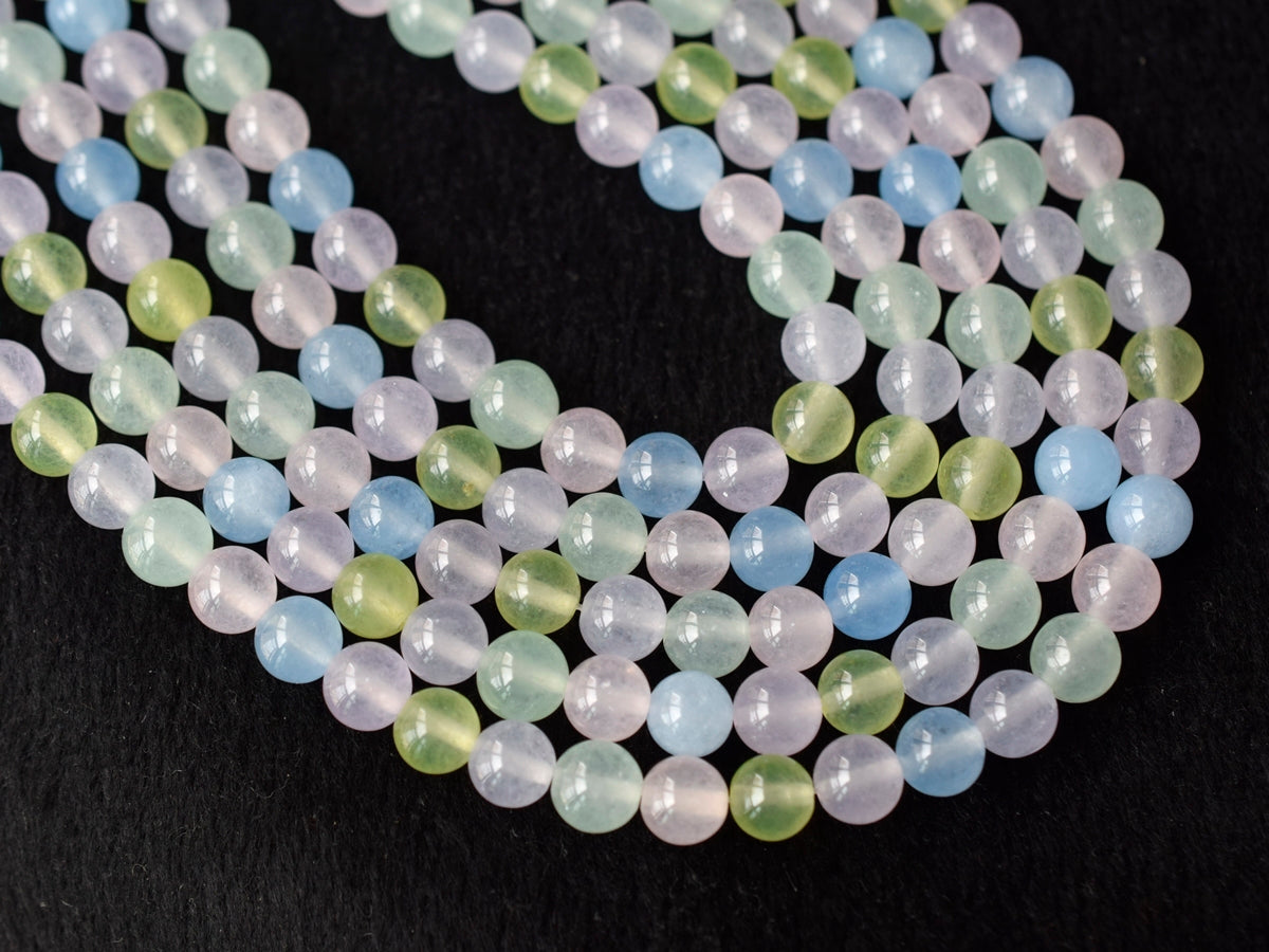 15" 8mm Multi candy green pink blue Malaysian jade Round beads