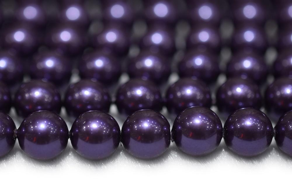 15.5" 8mm/10mm Luster dark purple Shell pearl round beads,shell core pearl,TYM