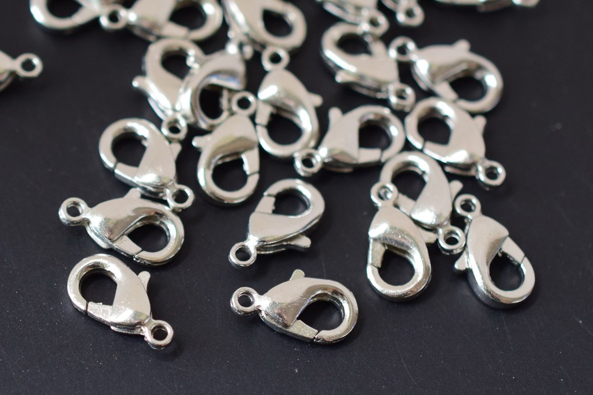 20PCS 12x6mm Silver color Alloy metal jewelry lobster claw clasps