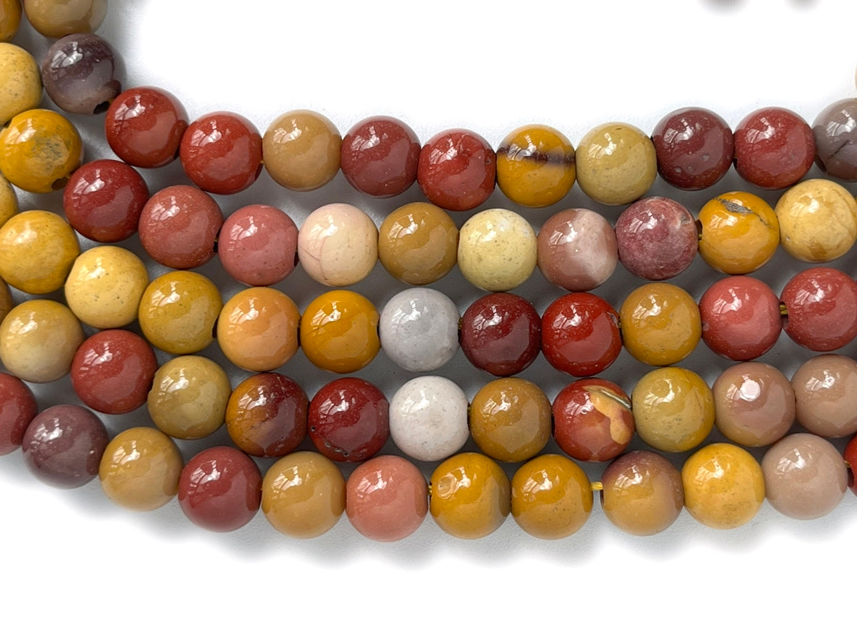 15“ 8mm Natural moukaite/mookaite stone 2.5mm big hole round beads