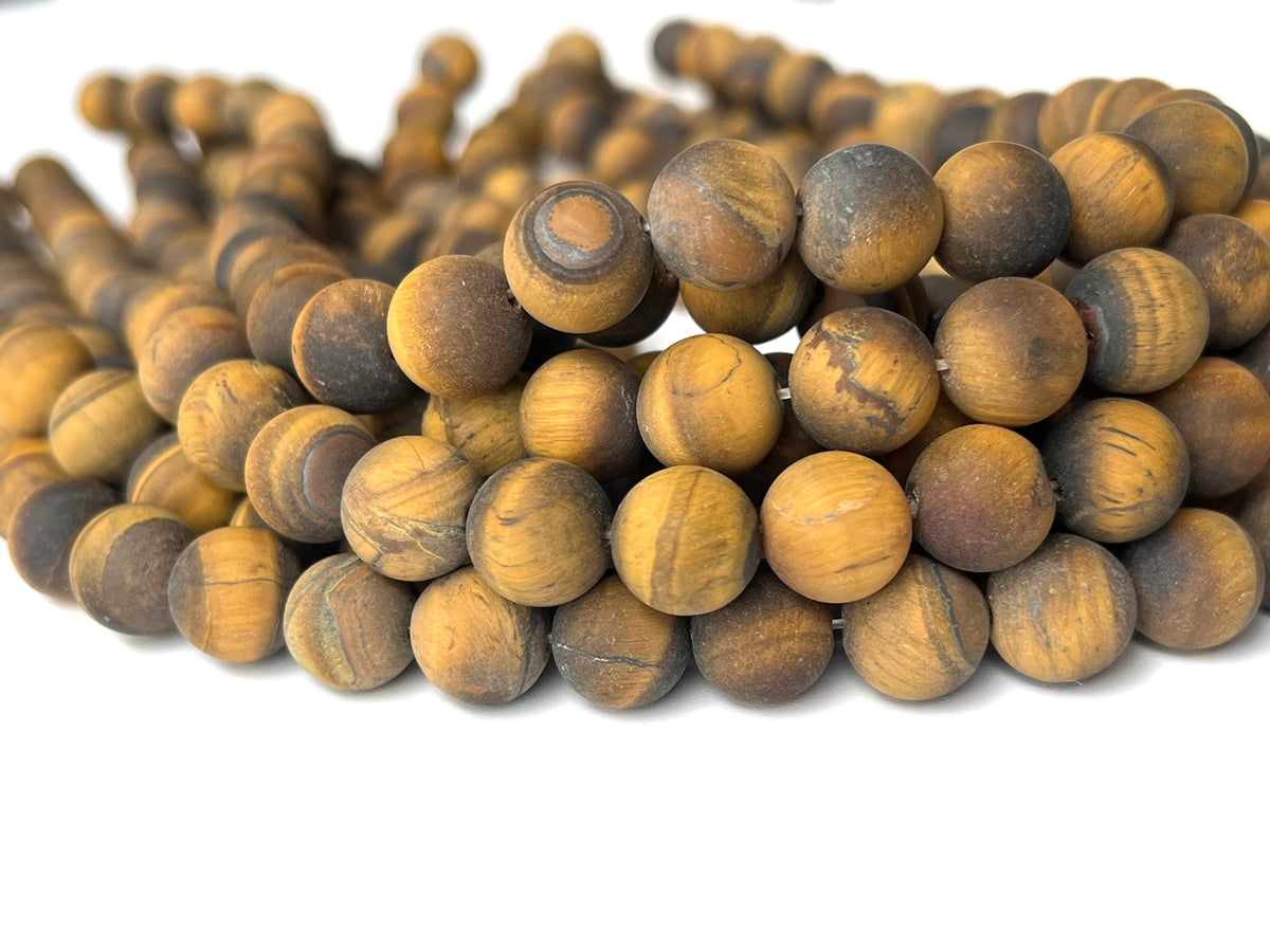 15.5" Matte yellow tiger eye 10mm round beads,frosted yellow tiger eye