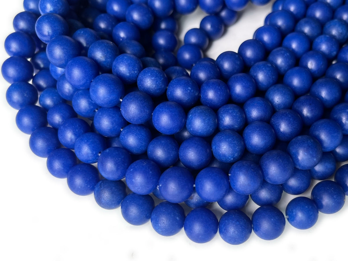 15" 10mm matte lapis blue dyed jade Round beads