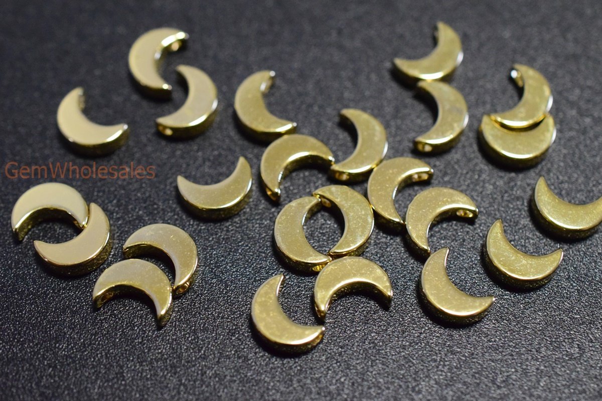 10pcs 10x7mm gold plated copper metal moon jewelry findings