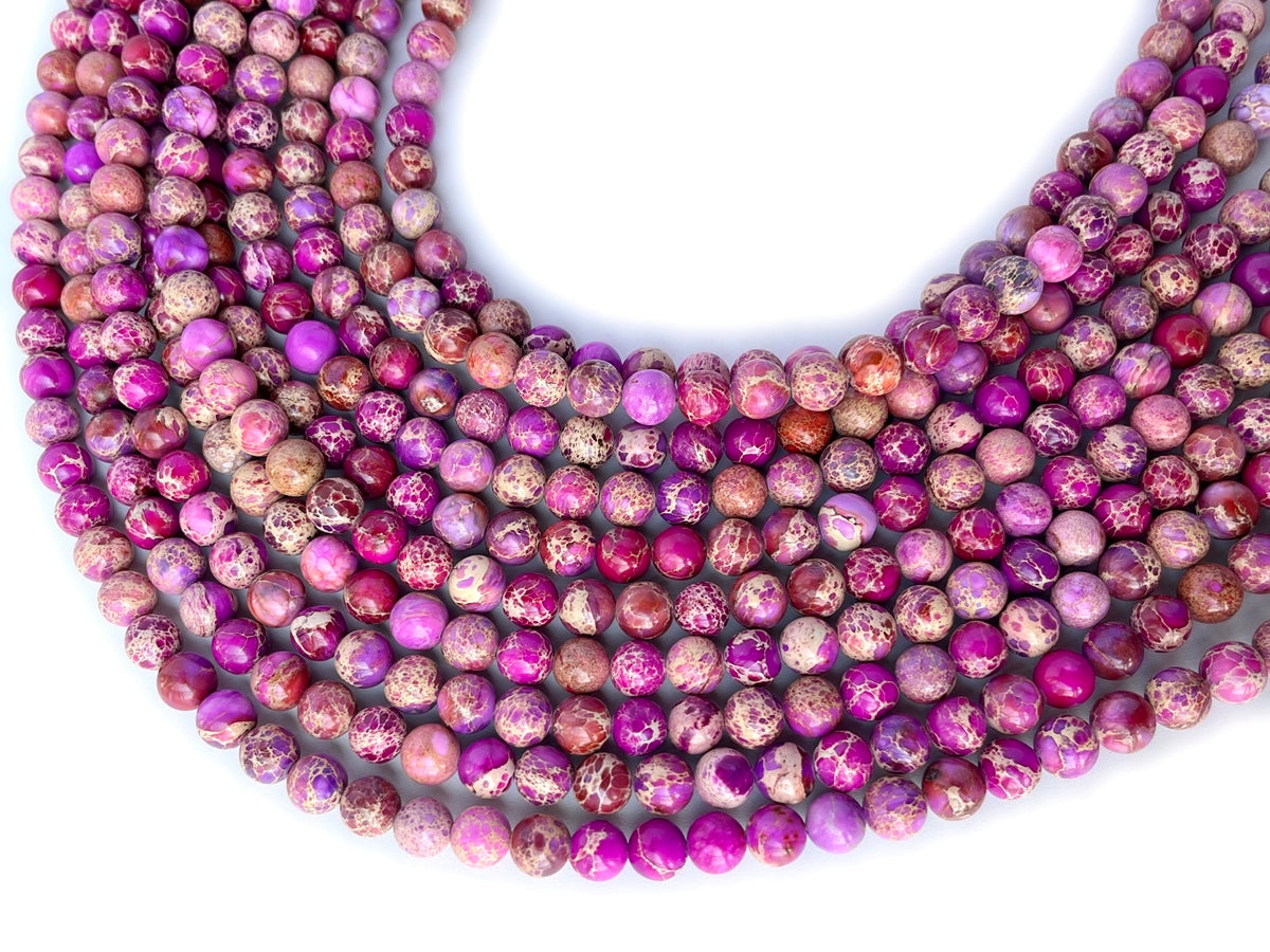15.5" 8mm purple red emperor jasper round beads, Sea Sediment
