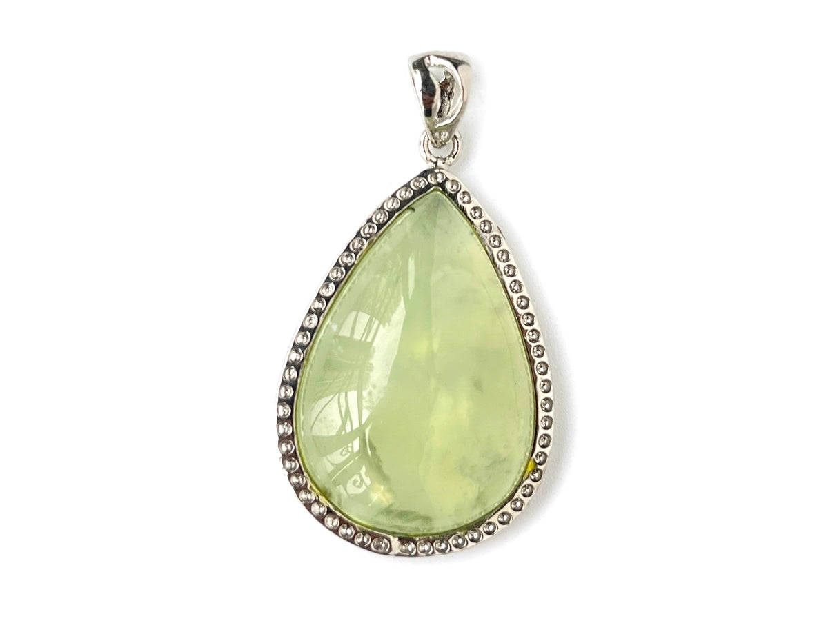 1PC 25~35mm AAA Natural green prehnite stone teardrop pendant