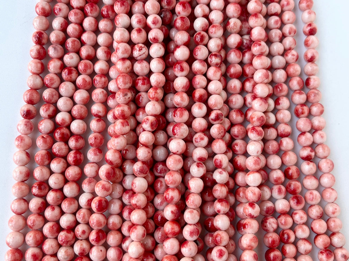 15“ 8mm red Dyed jade round beads for jewelry making