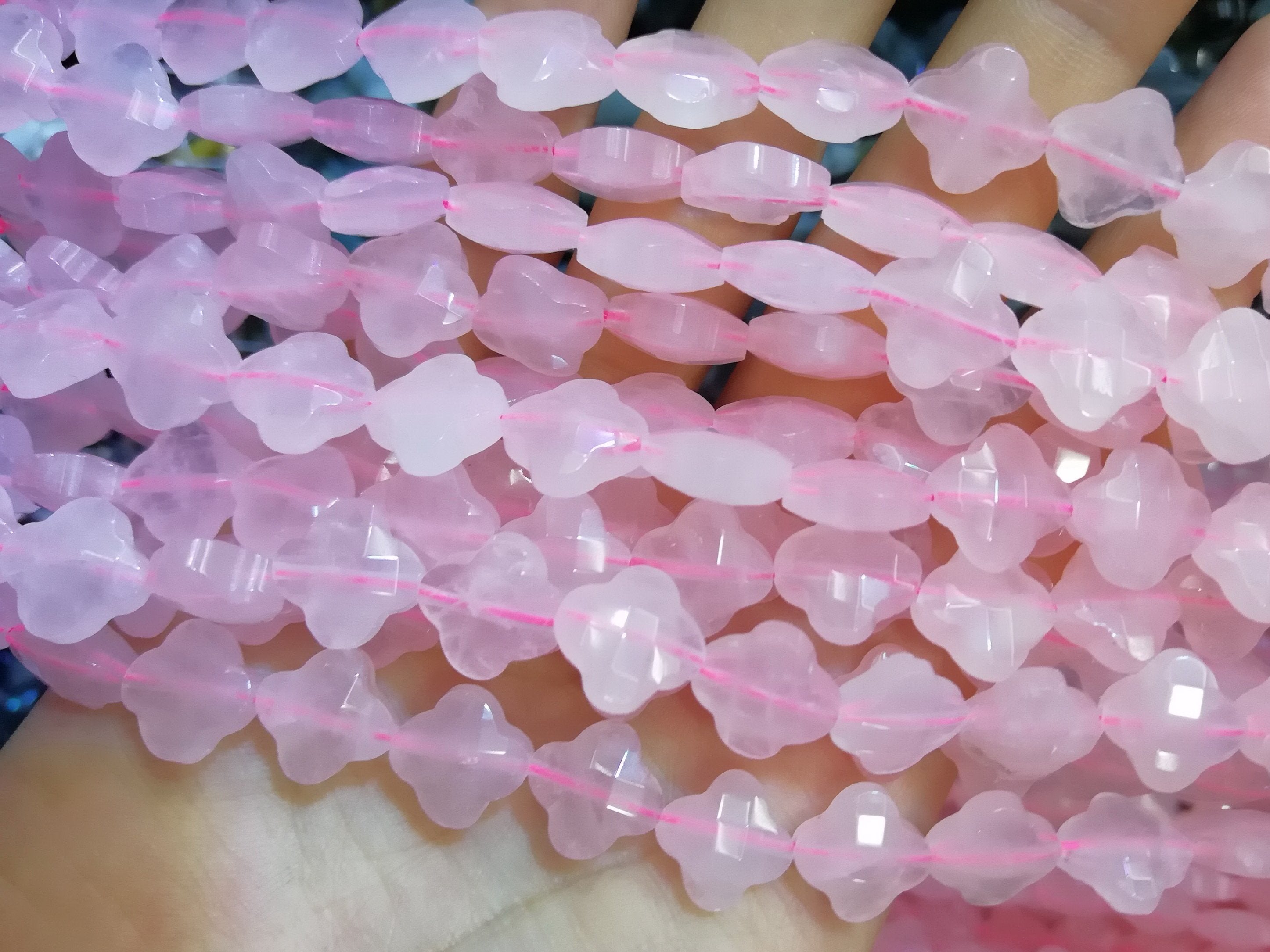 rose quartz - flower- beads supplier