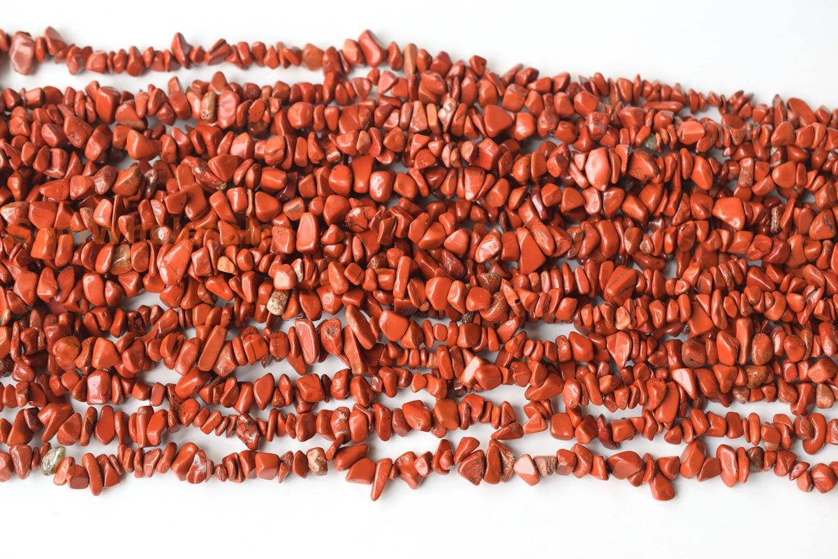 34" Natural Red jasper 5x10mm chips beads strands